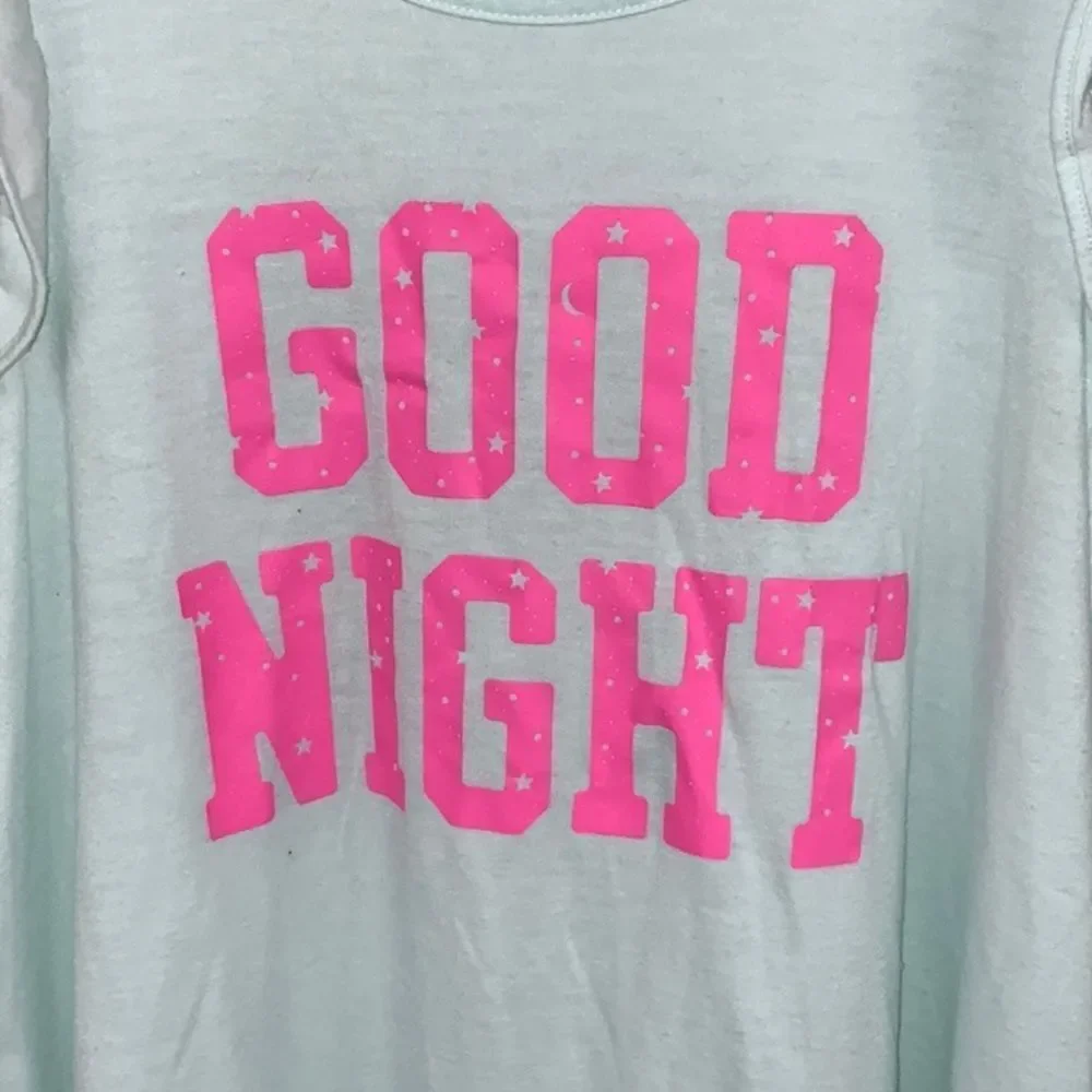 Gap Kids Girls 14 Nightgown GOOD NIGHT Blue Flutter Sleeve Long Night Gown PJs